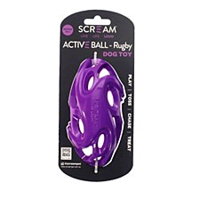Scream Active Ball RUGBY Loud Purple Medium Dog Toy