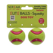 Scream Elite Ball Loud Green & Pink Small Dog Toy (2 Pack)
