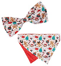 FuzzYard Tinsel Time Christmas Bandana and Bow Tie Set for Small to Medium Dogs (2 pack)