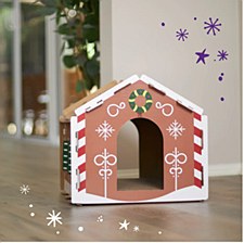 Kazoo Kitty Cardboard Gingerbread House Christmas Cat Toy