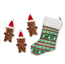 Kazoo Seasonal Squirrel Stocking Trio Christmas Dog Toy