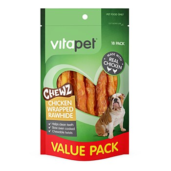 VitaPet Chewz Chicken Wrapped Rawhide (18 Pack)