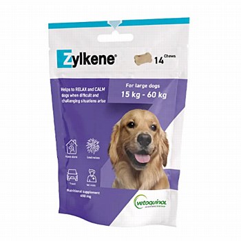 Zylkene 450mg Anxiety &amp; Behaviour Chews for Dogs up to 60kg (14 Pack)