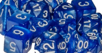 Polyhedral Large 7-die set: Marble Blue