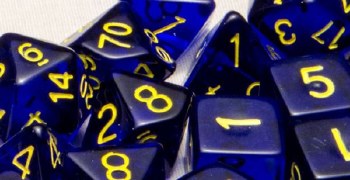 Polyhedral Large 7-die set: Translucent Blue