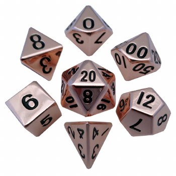 Metallic Dice Games 7-die Set: Copper Metal Dice