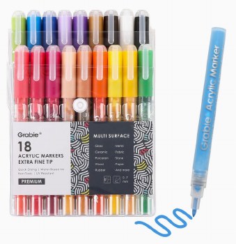 Acrylic Markers: 18 Extra Fine Tip