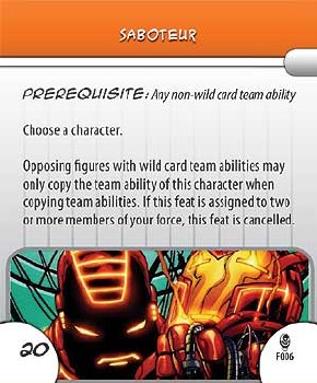Heroclix Armor Wars F006 Saboteur Feat Card
