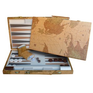 Backgammon: 18" Tan Map Design