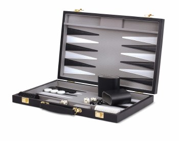 Backgammon Black Leatherette Attache