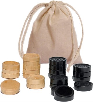 Backgammon: Wooden Checker Pieces - Black Natural