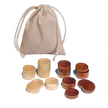 Backgammon: Wooden Checker Pieces - Brown Natural