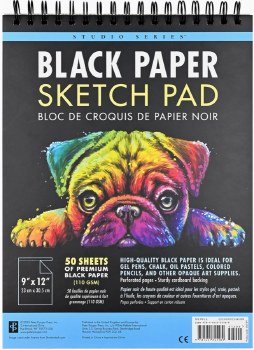 Black Paper Sketch Pad: 9x12
