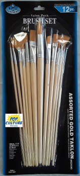 Brush Set: 12-piece Gold Taklon Medium Assorted Value Pack
