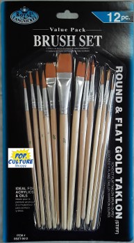 Brush Set: 12-piece Gold Taklon Stiff Value Pack