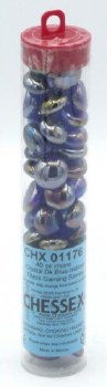 Glass Stone Tubes: 20 Dark Blue Iridized