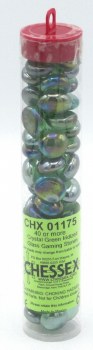Glass Stone Tubes: 20 Green Iridized