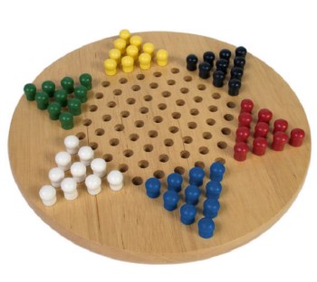 Chinese Checkers: 9" Wooden Round with Pegs