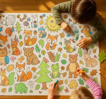 Coloring Tablecloth: Woodland