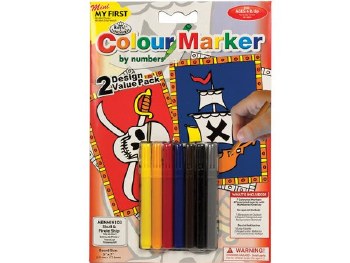 Color Marker by Number Mini: Skull &amp; Pirate Ship