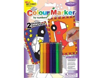 Color Marker by Number Mini: Police Car &amp; Fire Truck