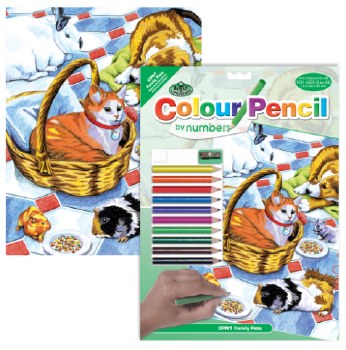 Color Pencil by Number: Family Pets