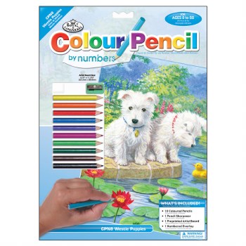 Color Pencil by Number: Westie Puppies