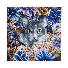 Crystal Art Card Kit - Cat &amp; Flowers