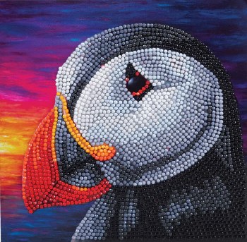 Crystal Art Card Kit Puffin Sunset