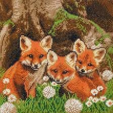 Crystal Art Framed Canvas Kit - Fox Cubs