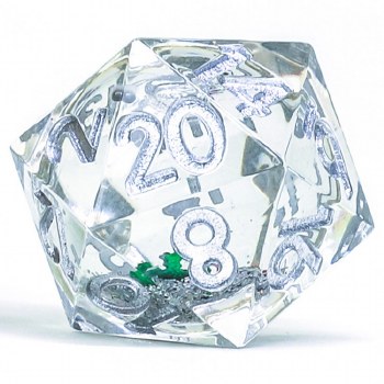 Snow Globe d20 Die with Silver Numbering - 22mm