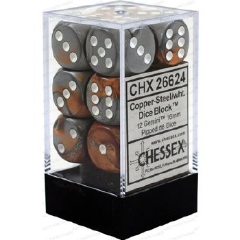 D6 12-die set: 16mm Gemini Copper-Steel/white