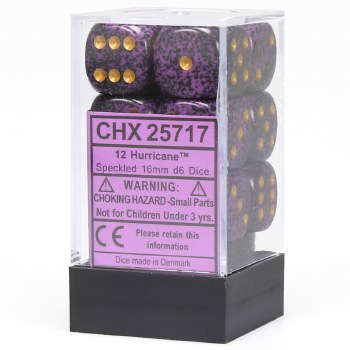 D6 12-die set: 16mm Speckled Hurricane
