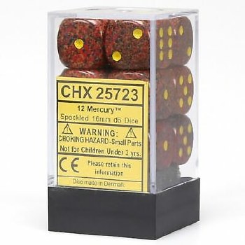 D6 12-die set: 16mm Speckled Mercury