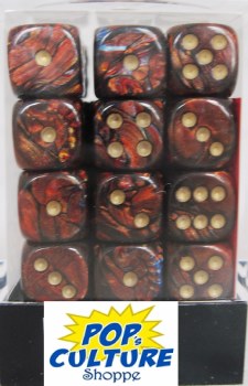 D6 36-die set: 12mm Scarab Blue Blood/gold