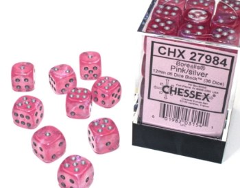 Dice Set 36 D6 Borealis Pink/Silver