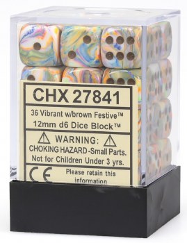 D6 36-die set: 12mm Festive Vibrant/brown