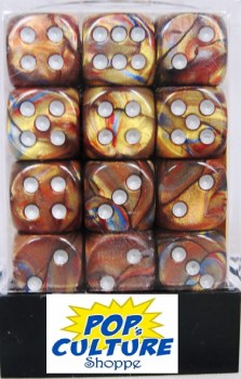 D6 36-die set: 12mm Lustrous Gold/silver
