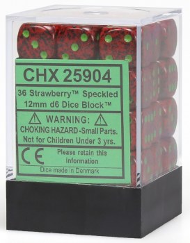 D6 36-die set: 12mm Speckled Strawberry