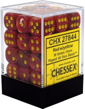 D6 36-die set: 12mm Vortex Red/yellow