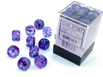D6 36-die set: 12mm Nebula Nocturnal/blue