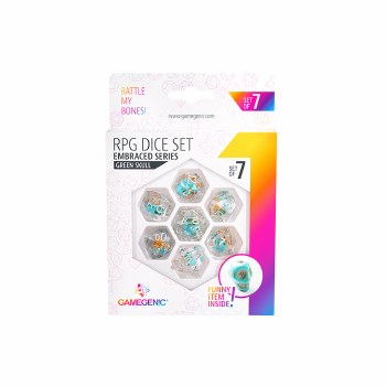 Dice 7-Set: Embraced Green Skull
