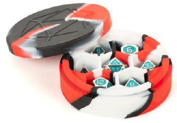 Silicon Dice Case: Red, Black, and White