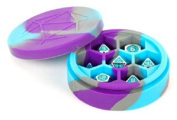 Dice Case Silicone Round Purple/Gray/Light Blue