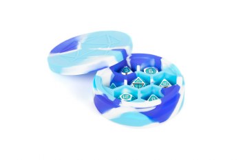 Dice Case: Silicone Round Blue, Light Blue, White