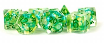 Polyhedral 7-die set: 16mm Pearl Seafoam/green