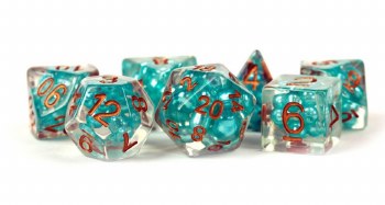 Polyhedral 7-die set: 16mm Pearl Teal/copper
