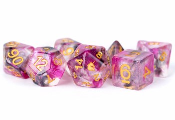 Polyhedral 7-die set: Unicorn - Blushing Steel