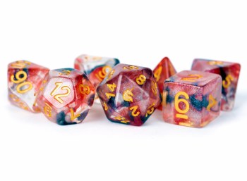 Polyhedral 7-die set: Unicorn - Phoenix Ash