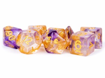 Polyhedral 7-die set: Unicorn - Royal Sunset